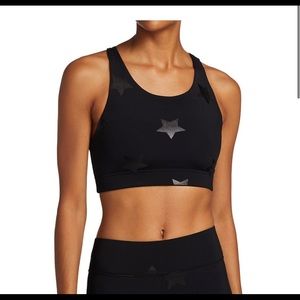 NWT Terez Black Tonal Star Foil UpLift Sports Bra